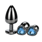 Heart Jeweled Black Steel Butt Plug Medium by BDStyle