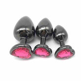 Heart Jeweled Black Steel Butt Plug Large by BDStyle