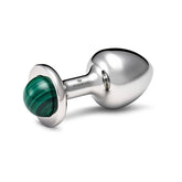 Stainless Steel Anal Plug Small With Malachite Gem