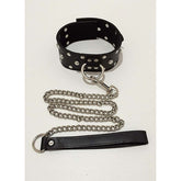 Sensual Studded Collar With Lead by Hell's Couture