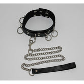 Ladies Bondage Collar with O-Rings and Lead