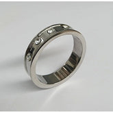 Deep Shallow Steel Cock Ring with Diamond Gem