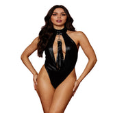 Stretch Faux-Leather Teddy & Flogger Black