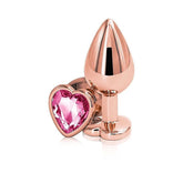Rear Assets Rose Gold Heart Gem Base Metal Anal Plug Medium