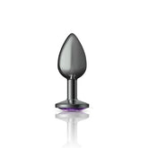 Cheeky Charms Gunmetal Round Butt Plug With Purple Jewel