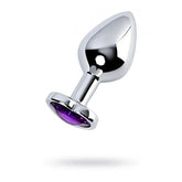 Metal Silver Anal Plug With Heart Shaped Crystal Gem Medium