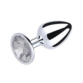 Metal Butt Plug With Round Gem Clear by Love In Leather