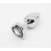 Metal Anal Plug With Heart Gem Clear by Love In Leather
