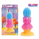Glow-in-Dark Alien Pleasure Anal Plug - 3 Textured Sections