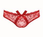 Love In Leather Sexy Womens Full Lace Crotchless Panties