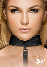 Shots Toys Denim Style Bondage Collar With Leash