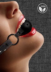 Shots Toys Breathable Ball Gag with Roughend Denim Straps