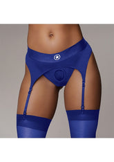 Ouch! Vibrating Strap-on Thong with Adjustable Garters M/L