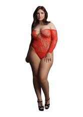 Le Desir Wonder Rhinestone Crotchless Bodysuit Red
