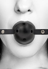 Shots Breathable BDSM Ball Gag With Bonded Leather Straps
