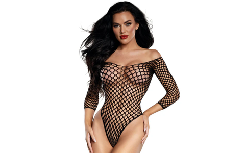 Fishnet Off The Shoulder Bodysuit OS by Dream Girl Lingerie