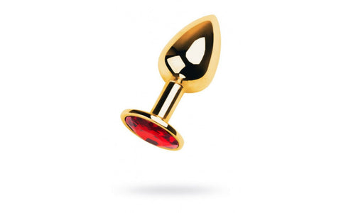 Gold Metal Anal Plug With Red Ruby Gem Small by ToyFa
