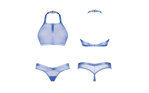 Shaderi Top and Thong 2 Pc Set Blue by Obsessive Lingerie