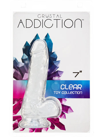 Crystal Addiction 7 Inch Clear Dildo with Balls