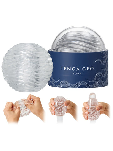 Geo Aqua Textured Male Masturbator by Tenga