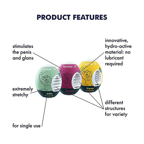 3 Piece Egg Masturbator Set by Satisfyer