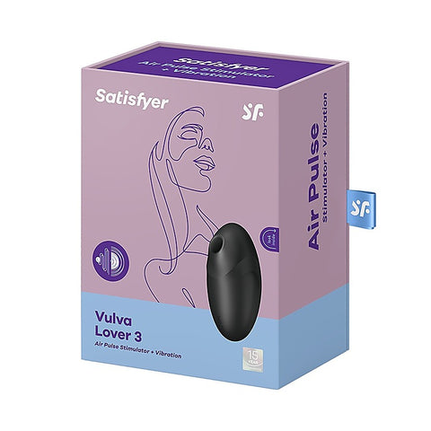 Vulva Lover 3 Black Air Pulse Clitoral Vibrator by Satisfyer