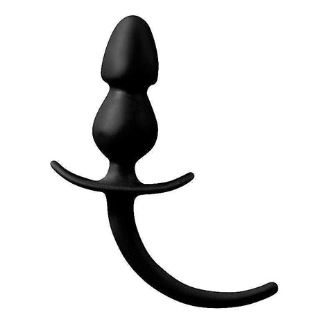 Shove Up 4" Black Silicone Butt Plug with Tail