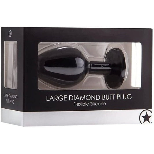 Ouch! Large Diamond Butt Plug Black by Shots Toys
