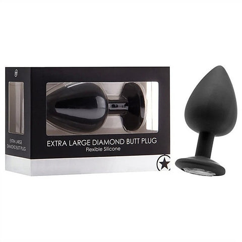 Ouch! Large Diamond Butt Plug Black by Shots Toys