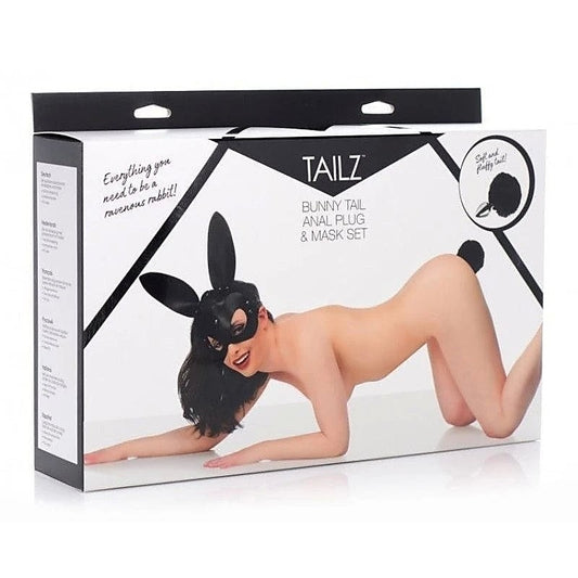Bunny Tail Anal Plug and Mask Set by XR Brands