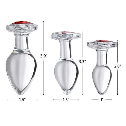 Booty Sparks Red Heart Gem Glass Anal Plug Set by XR Brands