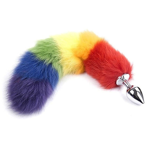 Colorful Fox Tail Steel Butt Plug Small by BDStyle