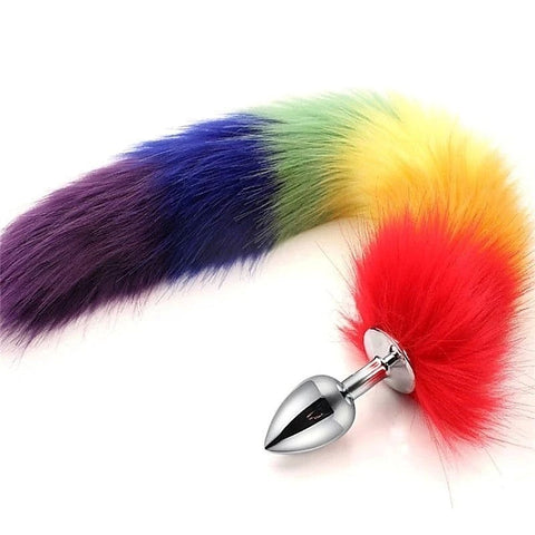 Colorful Fox Tail Steel Butt Plug Large by BDStyle