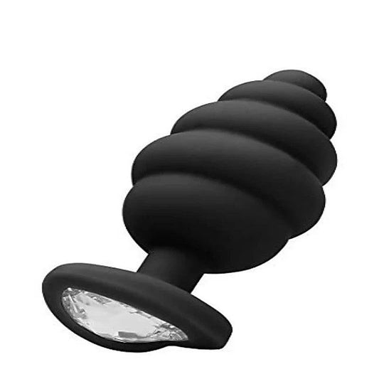 Large Ribbed Diamond Heart Shape Anal Plug by Shots Toys