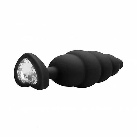 Large Ribbed Diamond Heart Shape Anal Plug by Shots Toys