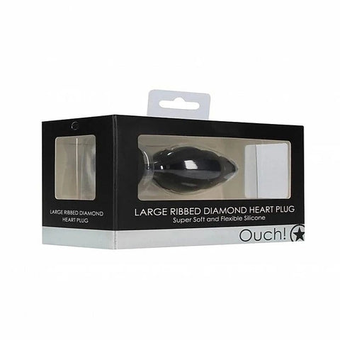 Large Ribbed Diamond Heart Shape Anal Plug by Shots Toys