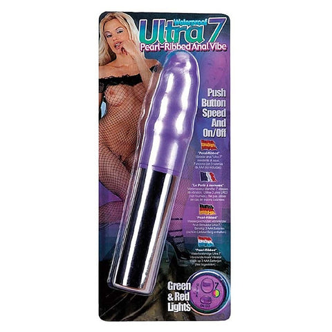 Purple Waterproof Ultra 7 Pearl Ribbed Massager