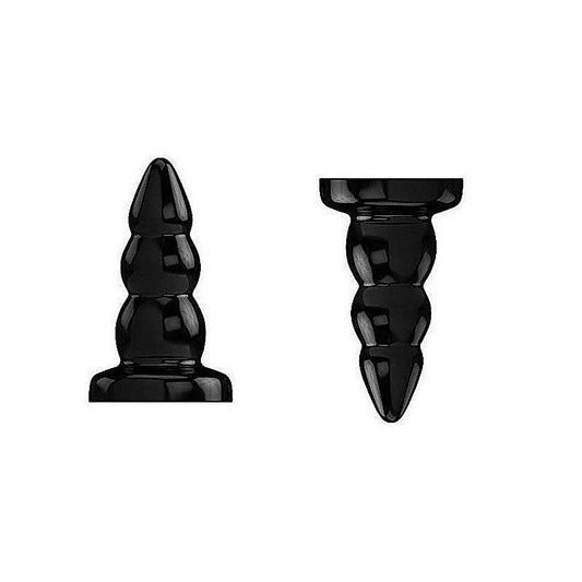 Bottom Line Rubber Butt Plug Black Model 6 by Shots Toys