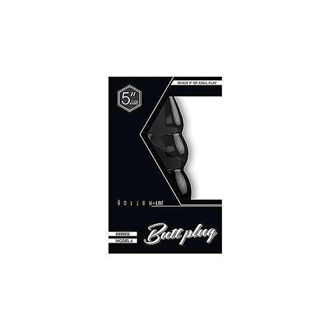 Bottom Line Rubber Butt Plug Black Model 6 by Shots Toys