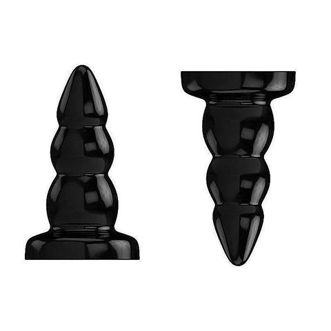 Bottom Line Rubber Butt Plug Black Model 6 by Shots Toys