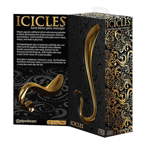 Icicles Gold Edition G02 Curved Glass Dildo by Pipedream
