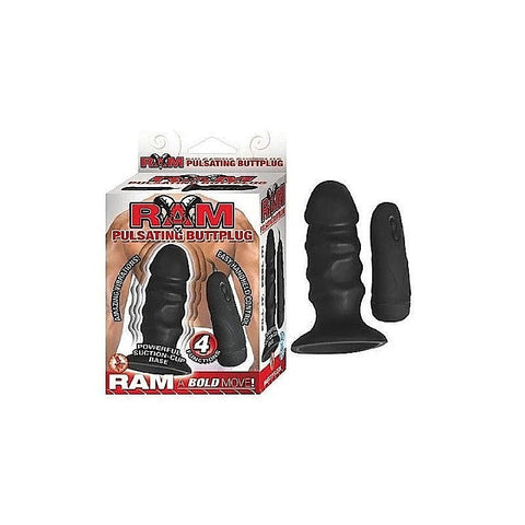 Ram Pulsating Buttplug Black by Nasstoys