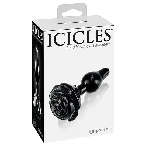 Icicles No. 77 Rose Shaped Glass Anal Plug by Pipedream