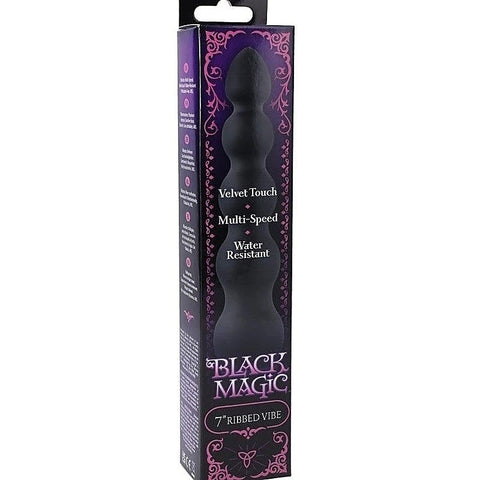 Black Magic 7 Inch Ribbed Anal Vibrator by Doc Johnson