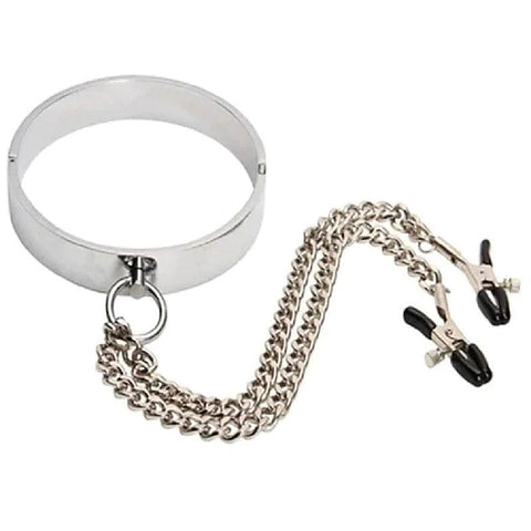 Breast Teasing Metal Collar & Peg Clamps by BDStyle