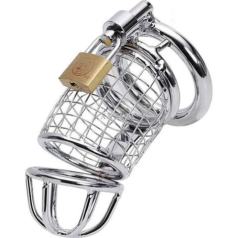 Caged Dragon Male Chastity Device Silver
