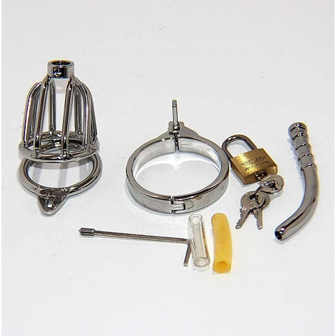 Locked In Pee Thru Steel Male Chastity Cage by BDStyle