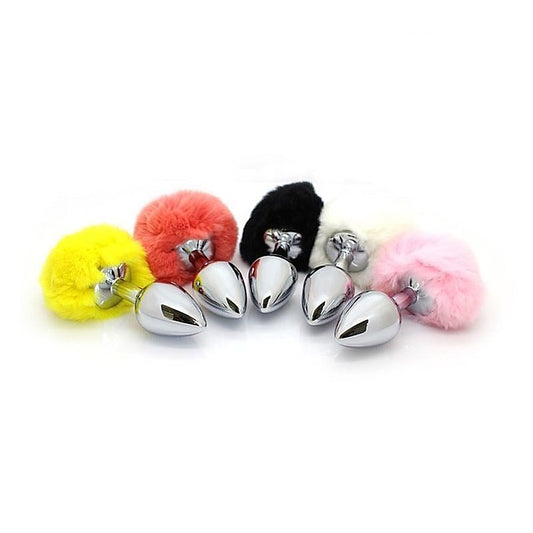Bunny Faux Tail Silver Smooth Butt Plug by BDStyle