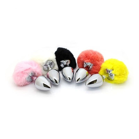 Bunny Faux Tail Silver Smooth Butt Plug Small by BDStyle