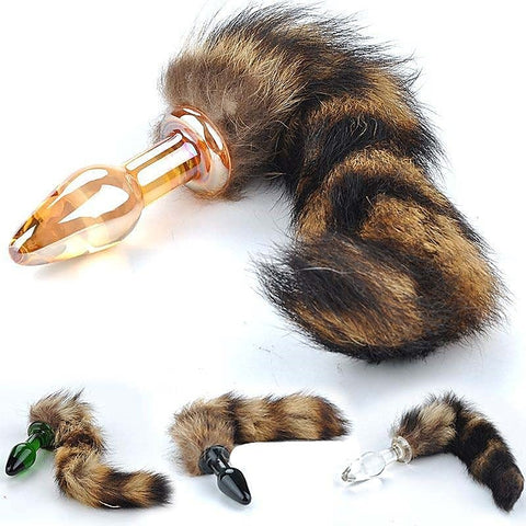 Brown Faux Fox Tail Glass Butt Plug by BDStyle